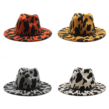 Men Fedora hats women Cowboy Leopard woolen jazz hats British style hat Fashion hat autumn winter big along Multicolor hat 2024 - buy cheap