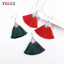 2020 Bohemian Retro Handmade Fan-Shaped Tassel Earrings Women Long Earrings Wedding Party Bride Ladies Jewelry 2024 - buy cheap