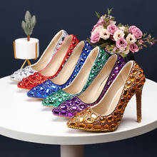 BaoYaFang Pointed Toe High Heels Fashion Wedding shoes Bride Ladies women party dress Pumps Female Shallow Thin Heel Shoes Woman 2024 - buy cheap