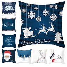 Fundas de almohada decorativas con estampado navideño de Papá Noel, cubierta de almohada de poliéster para el hogar, Elk, 45x45, apto para sofá 2024 - compra barato