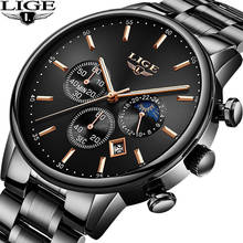 LIGE 2020 Business Men Watch Luxury Brand Stainless Steel Wrist Watch Chronograph Army Military Quartz Watches Relogio Masculino 2024 - buy cheap