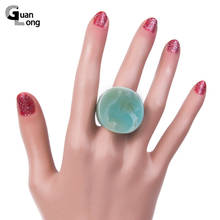 Женское винтажное большое кольцо GuanLong, разноцветное красивое акриловое кольцо на палец из смолы для девочек, модное ювелирное изделие высокого качества 2024 - купить недорого