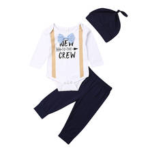 Citgeett Autumn Infant Baby Boys Clothes New To The Crew Romper+Leggings Pants+Hat Outfits Fall Set 2024 - buy cheap