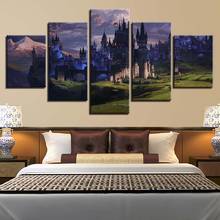 Pôsteres de parede, decoração para hotel, parede, casa, impressão, imagens, 5 peças, castelo, visão noturna, modular, abstrato, arte de lona, pintura 2024 - compre barato