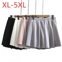 Женская плиссированная мини-юбка, Повседневная хлопковая юбка большого размера, розовая, серая, размера плюс, 3XL, 4XL, 5XL, Осень-зима 2020 2024 - купить недорого