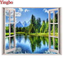 DIY Diamond Painting window landscape Full Square round Drill Cross Stitch Diamond Embroidery summer lake tree view home Decor 2024 - buy cheap