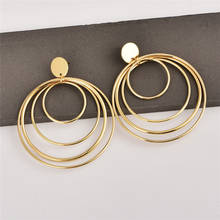Fashion Big Smooth Circle Earrings Punk Gold Color Multi-layer Geometric Round Earrings Jewelry Gift For Woman Jewelry 2024 - buy cheap