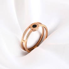 Anéis romanos retro ocos em aço inoxidável, anéis femininos clássicos de aniversário presente feminino. joias com retenção de cor em ouro rosa 2024 - compre barato