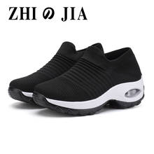 Zapatos deportivos para mujer, zapatillas informales de malla transpirable a la moda, zapatos deportivos de suela gruesa, zapatos de mujer, zapatos de calcetines negros 2021 2024 - compra barato