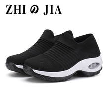 2021 Summer women's sports shoes fashion breathable mesh casual shoes thick-soled sports shoes women's shoes black socks shoes 2024 - buy cheap