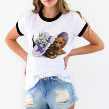 Camiseta con estampado de un par de adorables Dachshunds para mujer, ropa kawaii, top para mujer, camiseta para mujer para amante de los perros 2024 - compra barato