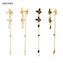 ANDYWEN 925 Sterling Silver Gold Butterfly Zircon Chain Drop Earring Piercing Pendiente 2021 Fashion Women Jewelry Gift Luxury 2024 - buy cheap