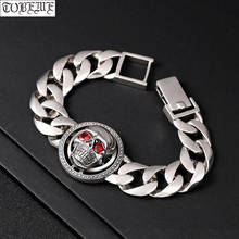 100% 925 Silver Skeleton Bracelet 925 Sterling Skull Man Bracelet Punk Jewelry Hiphop Bracelet 2024 - buy cheap