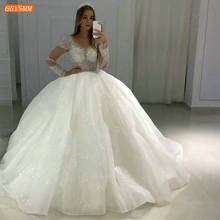 Fabulous Africa White Wedding Dresses 2020 Organza Beaded Crystal Bling Bling Bridal Dress Long High Quality Arabic Wedding Gown 2024 - buy cheap