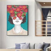 Póster de cabeza de flores abstractas para mujer, pintura en lienzo para sala de estar, arte de pared, Cuadros, imágenes, decoración del hogar sin marco 2024 - compra barato