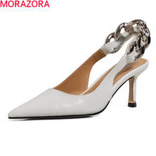 MORAZORA-zapatos de tacón de piel auténtica para mujer, calzado elegante con punta puntiaguda, para fiesta y boda, 2021 2024 - compra barato