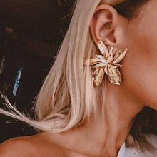Elegant Gold Color Big Flower Drop Dangle Earring for Women Trendy Metal Floral Party Jewelry Gift Pendientes 2024 - buy cheap