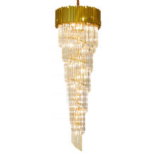 Lustre longo com escada, moderno, luz simples, luxuoso, casa de campo, sala de estar, cristal, grande, candelabro 2024 - compre barato