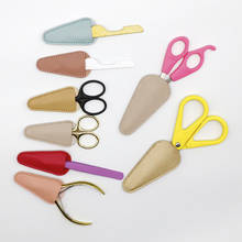Ножницы для ногтей, маникюрный кожаный чехол для ногтей, носа, ресниц, кутикулы, изогнутые инструменты для макияжа и педикюра, пинцет, Кепка 2024 - купить недорого