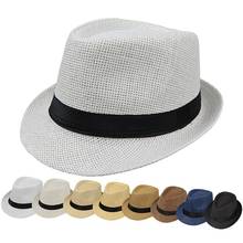 Детская летняя пляжная соломенная шляпа, джаз, Панама, шляпа Федора, Гангстерская Кепка, уличные дышащие шапки, шляпа для мальчиков и девочек 2024 - купить недорого