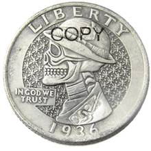 Hobo criativo 1936 dólar do quarto de turbante caveira zumbi esqueleto mão esculpido moedas cópia 2024 - compre barato
