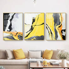 Художественные плакаты и принты абстрактные желтые и черные настенные картины Скандинавская Картина на холсте для гостиной дома декодирование без рамки 2024 - купить недорого