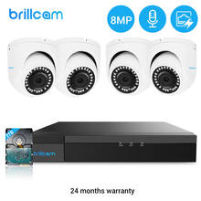 Brillcam 8ch 4k sistema de câmera segurança gravador de áudio 4pcs câmeras ip poe 8mp 24/7 gravação vídeo kit vigilância 2024 - compre barato