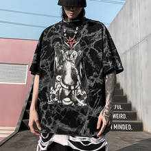 Панк Рок Мужская футболка уличная хип-хоп большой черный кот футболки с графическими принтами для мужчин одежда в готическом стиле футболка Летняя мода 2020 Топы 2024 - купить недорого