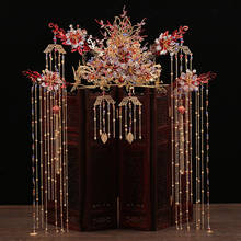 luxury Chinese Bride crown Headdress women tiara coronet sets Hairpin classic Wedding hair jewelry 2024 - buy cheap