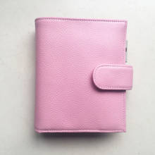 Yiwi-Cuaderno A7 de bolsillo, planificador de cuero genuino, color rosa y Beige, con bolsillo para dinero 2024 - compra barato