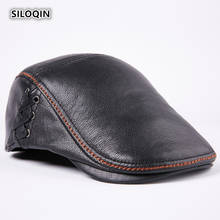 SILOQIN Men Genuine Leather Hat Male Bone First Layer Cowhide Berets Gorras Winter Keep Warm Snapback Leisure Tourism Motion Hat 2024 - buy cheap