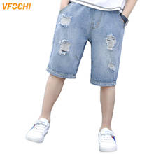 Vfochi-shorts jeans para meninos 4 a 14 anos, roupas casuais para praia, calção de verão para crianças 2024 - compre barato