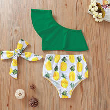 Toddler Kid Baby Girls One shoulder Swimwear Swimsuit Pineapple Bow Bikini Set Bathing Suit Swimming Costume 2024 - buy cheap