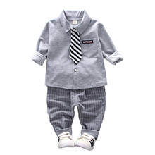 New Spring Baby Boys Fashion Clothing Children Gentleman Tie Shirt Pants 2Pcs/Sets Kids Formal Clothess Infant Cotton Tracksuit 2024 - buy cheap