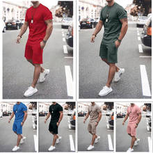 Fashion New Style Summer Men All Cotton Suit Short Sleeve Shirt t Shirt +Shorts Male Tracksuit Men's Brand Clothing 2 Pieces Set 2024 - buy cheap