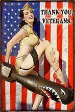 Metal Sign Retro tin Painting Military Beauty war Girl 8x12 inches 2024 - buy cheap