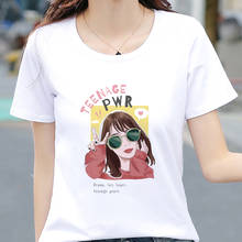 Teenage Beauty Girl PWR Print Women Tshirt Fashion Casual O-Neck Female T Shirt 90s Lady Yong Girl New T-Shirt Top Femme Clothes 2024 - buy cheap