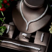 Высокое качество AAA CZ свадебное ожерелье и серьги Роскошные Свадебные Ювелирные наборы для подружек невесты pendientes de fiesta N-1327 2024 - купить недорого