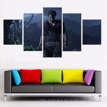 Quadros de lona do nathan drake, 5 peças, poster de jogo uncharted, imagens de arte de parede, arte de decoração para casa, moldura, sala de reprodução 2024 - compre barato