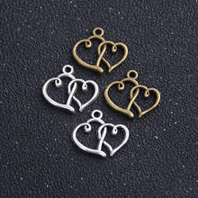 20 unids/lote de colgantes de Mini corazones de Luna antiguos, 16x12mm, accesorios de joyería, materiales de Metal 2024 - compra barato