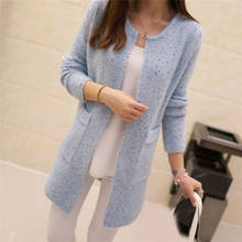Winter Warm Fashion Women Solid Color Pockets Knitted Sweater Tunic Cardigan Coat Autumn Knitwear Cardigan 2024 - buy cheap