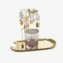 Pequenos castiçais de luxo ouro casamento castiçais giratório metal carrossel bougeoire decoração mesa peça central ac50ch 2024 - compre barato