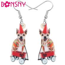 Bonsny brincos de acrílico para chihuahua, brincos de cachorro de natal com pingente de animais, joias para mulheres e meninas adolescentes crianças, acessórios de decoração para presente 2024 - compre barato