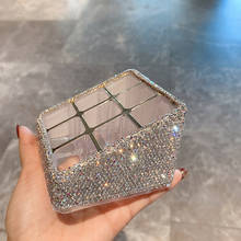 Caja de almacenamiento para maquillaje, organizador de escritorio con 9 rejillas, con diamantes de imitación brillantes, hecho a mano 2024 - compra barato