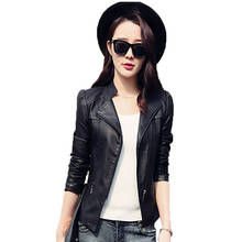 Women's Leather Jacket Ladies Spring Autumn Korean Slim Large Size Short Coat Black PU Leather Jacket Motorcycle Clothing A67 2024 - buy cheap