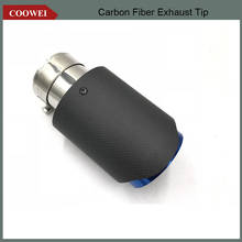 Silenciador de escapamento de fibra de carbono, ponta silenciadora de aço inoxidável azul exhuast, 1 peça 2024 - compre barato