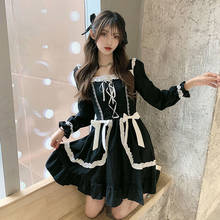 2020 Japanese Lolita Gothic Dress Girl Patchwork Vintage Designer Mini Dress Japan Style Kawaii Clothes Fall Dresses For Women 2024 - buy cheap