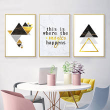 Nórdico abstracto geométrico triángulo minimalista amarillo lienzo pinturas póster impresión pared arte sala de estar guardería decoración del hogar 2024 - compra barato