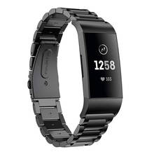 Pulseira de aço inoxidável para fitbit charge 3/se, pulseira de substituição de metal para fitbit charge 4, pulseiras de relógio 2024 - compre barato