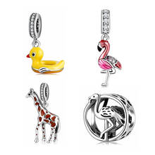 Fashion INS Style 925 Sterling Silver Beautiful flamingo Pendant Bead for Jewelry Making Fit Original  Charms Bracelet 2024 - buy cheap
